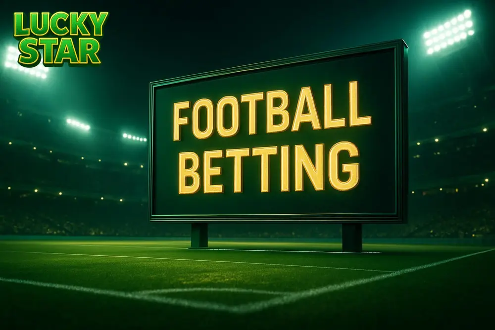 Lucky Star Football Betting โ a football stadium at night with a glowing scoreboard overlay Lucky Star Football Betting โ a football stadium at night with a glowing scoreboard overlay